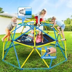10ft Climbing Dome Jungle Gym Outdoor Monkey Bar w/ Hammock & Swing Easy Setup