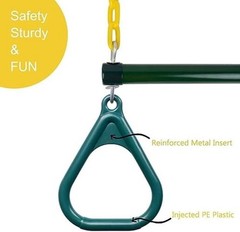 Gym Rings Trapeze Swing Bar Heavy Duty 47″ Chain Swing Set 16″ Green