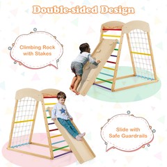 6-in-1 Jungle Gym Montessori Play Set Climbing Stakes Cotton Ropes Rods Colorful