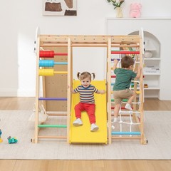 9in1 Foldable Kids Climbing Frame & Slide Wooden Toddler Ages 3+ 176LBS Capacity