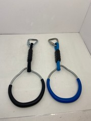 🍉 2 Hanging Ninja Gymnastic Rings Swing Monkey Bars Climbing Ring Jungle Fist