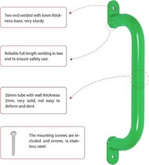 13 Inch Green Outdoor Metal Playground Handles Set of 2 – Steel Safety Handle…