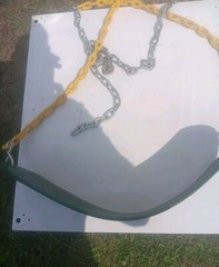 (04-0002) Deluxe Swing Belt-Green with Yellow Coated Chains-225 Weight Limit