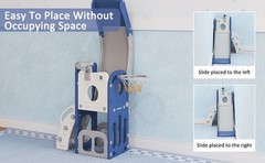 6 in 1 Toddler Slide with Basketball & Telescope, Indoor Playset for Age 1-3