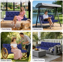 Porch Swing Cushions Outdoor 60 inch x 40 Waterproof Swing Cushions 3 Seater Rep