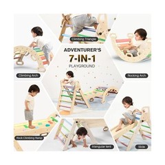 BlueWood Pikler Triangle Set 7in1 Foldable Baby Climbing Toys Wooden Montesso…