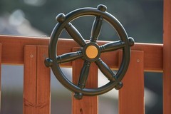 Yellow and Green Captain Ship Wheel Swing Set Accessory for Any Playset
