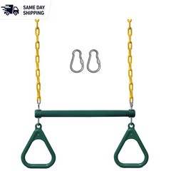 Trapeze Swing Bar & Heavy Duty Chains: Safe Outdoor Play Equipment Set – Green