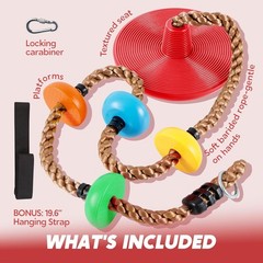 Red Outdoor Kids Tree Swing with Heavy-Duty Rope & Safety Carabiner – Fun Play