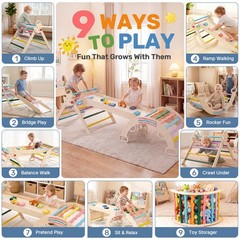 9-in-1 Pikler Triangle Set for Toddlers, Foldable Montessori Climbing Toys In…