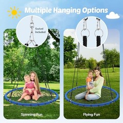 45″ 750lbs Spider Web Tree Swing for Kids & Adults, Outdoor Steel Frame Blue
