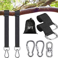 Safe Tree Swing Hanging Straps Kit/10FT/15FT/20FT, Heavy Duty Holds 3FT black