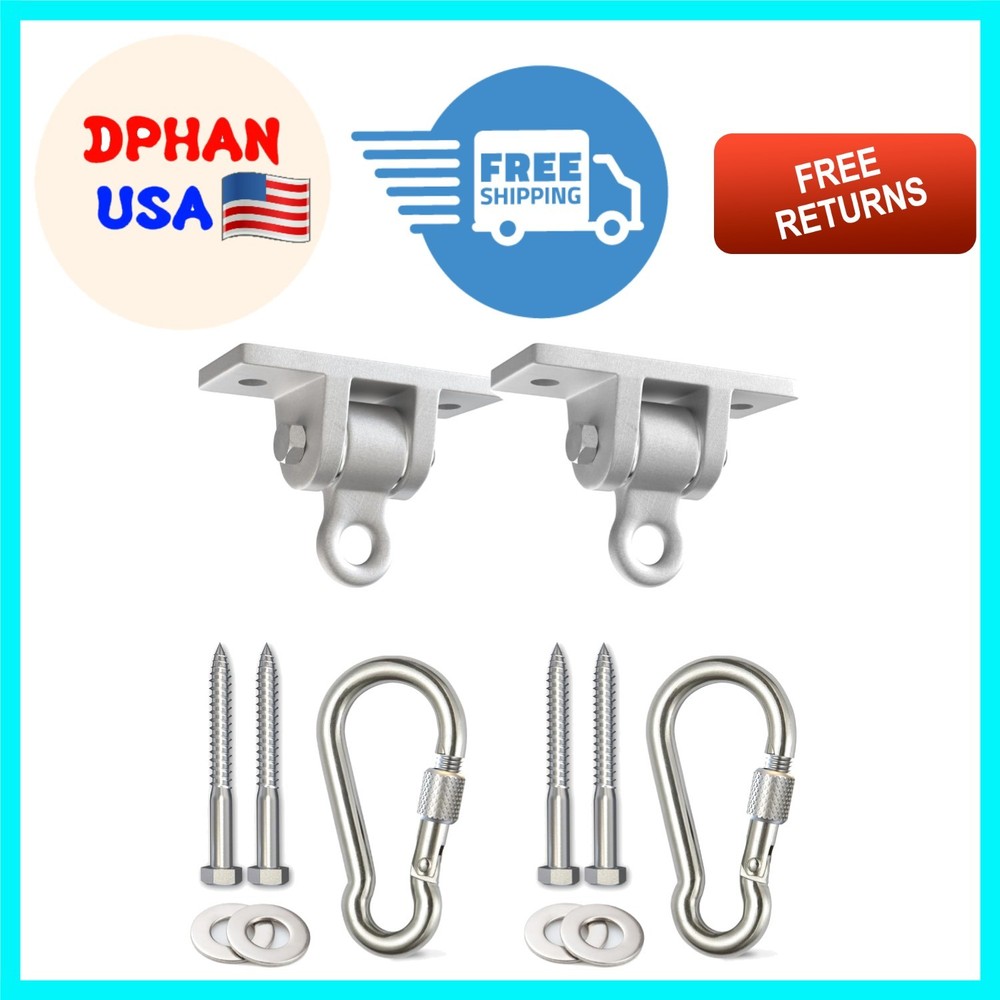 Indoor/Outdoor Swing Set Brackets – Durable 2 Pack with Snap Hooks, Easy Install