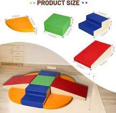 9-Piece Climbing Foam Blocks: Soft PU Leather – Baby Climb and Crawl Activity Bl