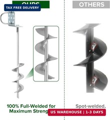 Swing Set Anchors 20″ – Heavy Duty Ground Anchors Screw in with L-Brackets & Dri
