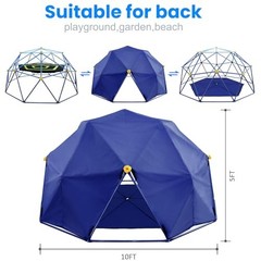 10 FT Climbing Dome with Canopy and Hammock, Anti-Rust and UV Light Blue