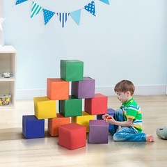 Foam Building Blocks 12 Pack 7.75in Educational Playset for Kids Ages 1-3
