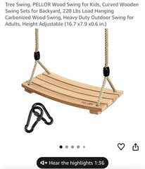 Wood Tree Swing Seat, Indoor Outdoor Rope Wooden Swing Set for Children Adult…