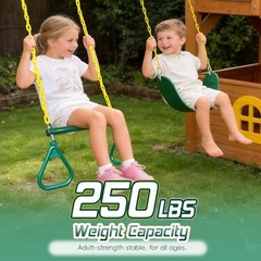 16″ Trapeze Swing Bar with Gym Ring & Toddler Swing, Swing Set 2 Green1