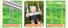 Kids High Back Full Bucket Swing Chair Toddler Infant Swing Outdoor Play Toys