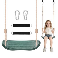 Weatherproof Kids Swing Seat,264lbs Heavy Duty Tree Swing with Ergonomic Green
