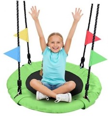24″ Kids Tree Swing – Outdoor Small Saucer Swings with 900D Oxford Green
