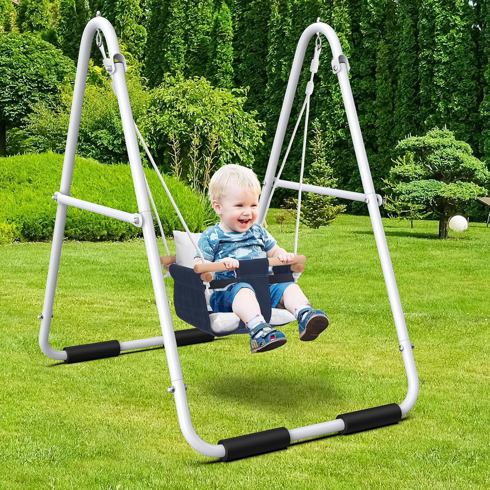 Toddler Swing With Stand Heavy Duty Indoor Outdoor Foldable 55lbs 45x33x48