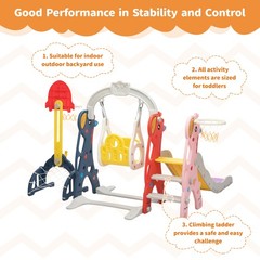 TOBBI 5-in-1 Kids Slide&Swing Playset Toddlers Indoor Outdoor Climber Playground