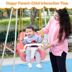 3-in-1 Toddler Swing Set, Foldable Indoor Outdoor Kids Swing, Removable Seat