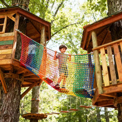 Rainbow Polyester Kids Climbing Cargo Net 9.8 X 9.8 Ft. Double Layer 1-Pack Outd