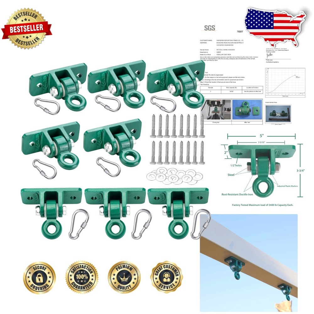 Heavy Duty Swing Hanger Set 8pk Green Plastic Quality 2400lb Capacity