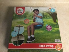 Play Day Rope Swing Outdoor Adjustable Nylon Rope 175lbs Sturdy Metal Loop NEW