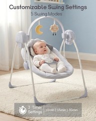 Baby Swing for Infants 0-9 Months 6-20 Lbs, Portable 5-Speed with Music – Easy