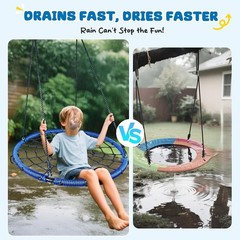 NEW 40in Spider Web Saucer Tree Swing 750LB Outdoor Net Swing Blue