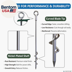 18-Inch Heavy Duty Ground Anchors Screw In, 4 Pack Earth Anchor Kit with Manual