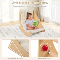 Wooden Arch Climber Rocker with Soft Cushion, 6 in 6 in 1 with Desktop Natural