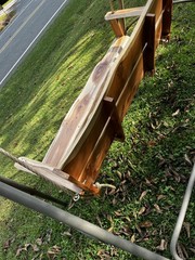 Unique Live Edge Red Cedar Wood Porch Swing with Hand Spliced Rope