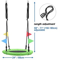 24″ Kids Tree Swing – Outdoor Small Saucer Swings with 900D Oxford Green