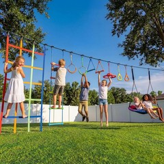 50 FT Ninja Warrior Obstacle Course Swing Set for Kids with Weather-Proof Acc…