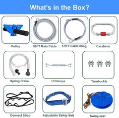 120FT Zip Line Kit for Kids and Adults Outdoor Playground Equipment Safe