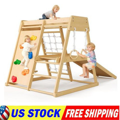 6-in-1 Kids Wooden Climber Playset Jungle Gym Toys for Toddlers & Playground