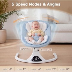 Baby Swing with Remote Control – 5 Natural Motion Speeds, Detachable Seat Pad…