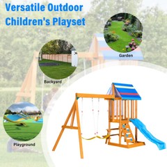 Wooden Outdoor Swing Set 3 in 1 Swing Set outdoor Children’s Playset with Slide