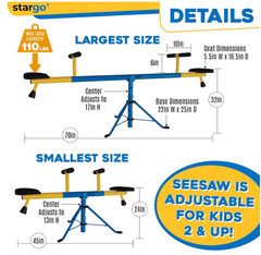 Swivel Teeter Totter Indoor for Toddlers Age 2-5, 360 Seesaw Frame Expands