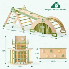 7 in 1 Pikler Triangle Set, Foldable Wooden Climbing Toys for Toddlers, Monte…