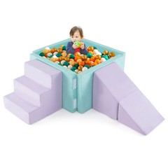 3-in-1 Foam Climbing Blocks for Toddlers with Ball Pit for Climbing Crawling