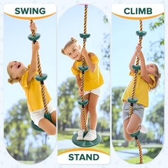 Climbing Rope Tree Swing with Platforms and Swing Seat Outdoor Green-brown Rope