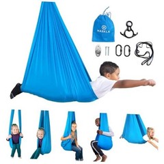 Sensory Swing for Kids & Adults – Holds 300lbs, 110″ Swing + No Swivel Blue