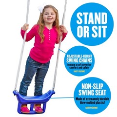 Swingin’ More Fun – Outdoor Backyard Playground Kids Swing Set. White/Blue