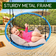 Kids Hanging Circle Swing – 35.5″ Indoor/Outdoor Saucer for Trees & Sets